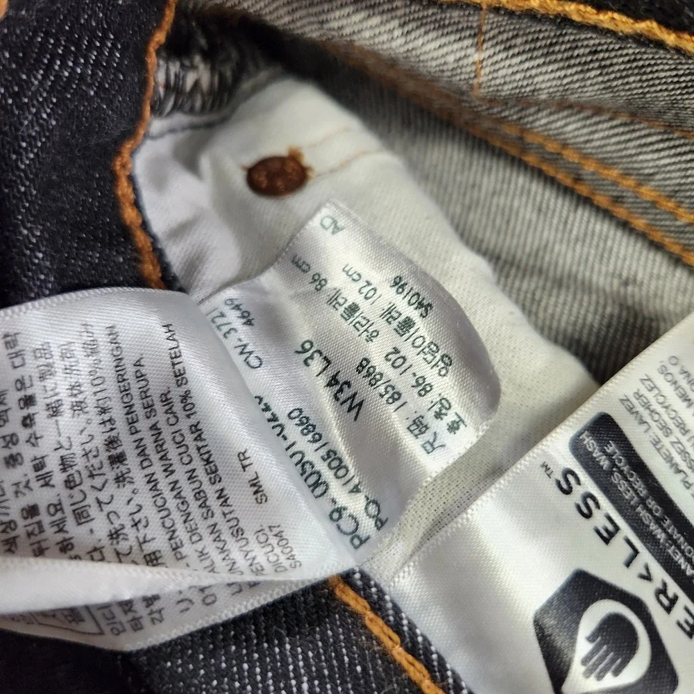 Levis 501 Jeans Men 34x34 *READ Black Denim Straight Leg Button Fly 100% Cotton